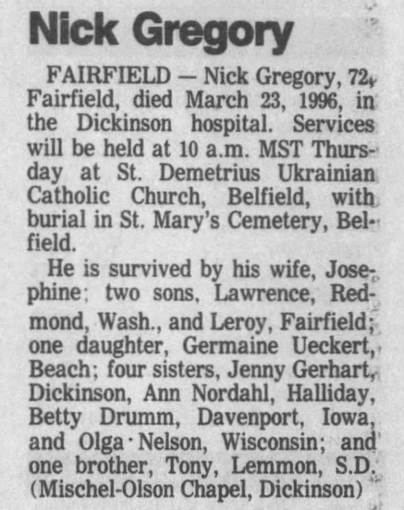 Nick Gregory Obituary